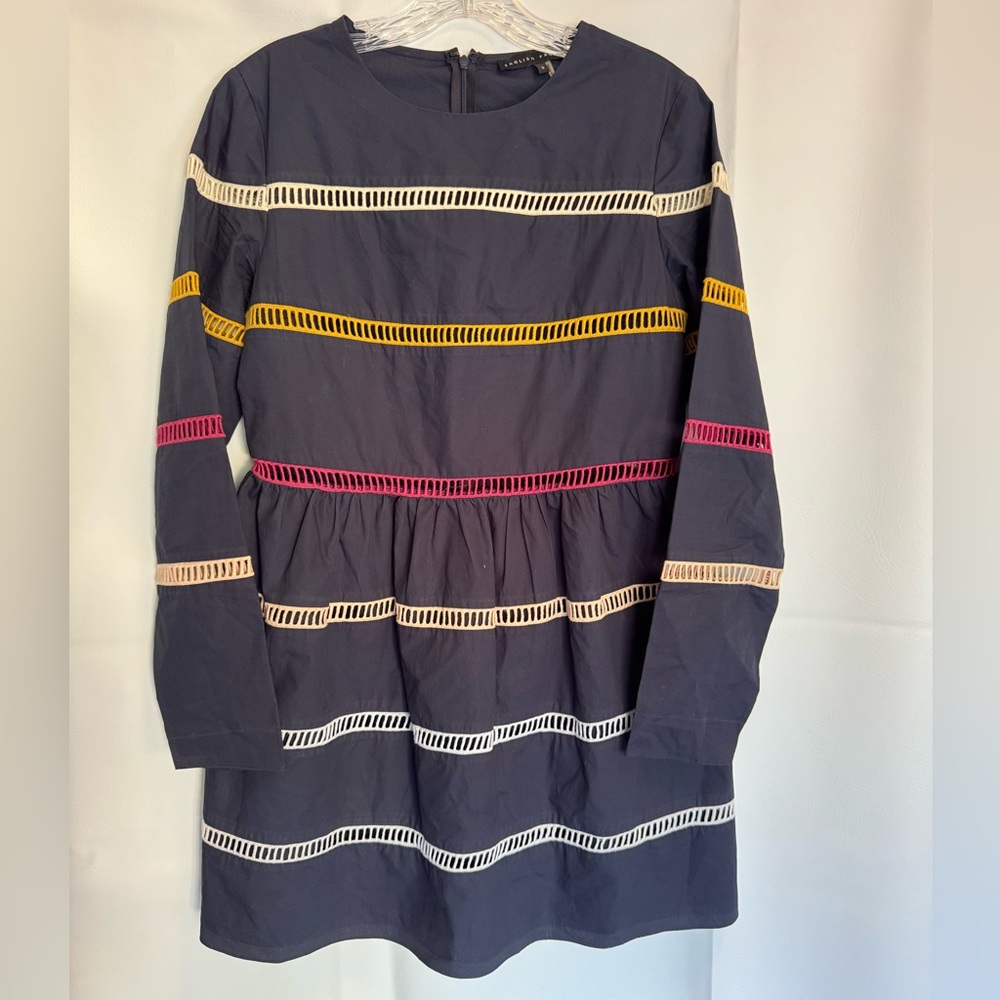 English Factory Navy Multicolor Cutout Stripes A-line Preppy Corpcore Cotton Sm